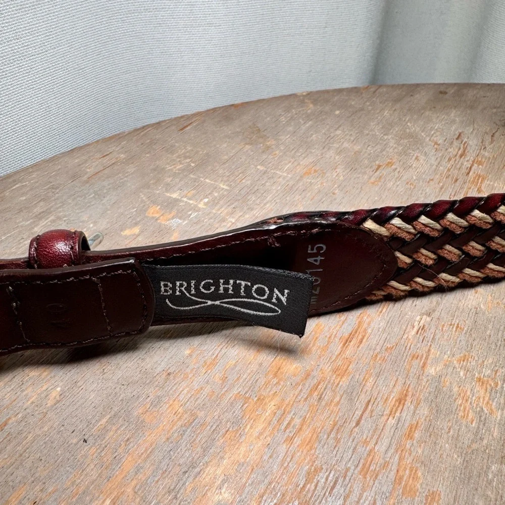 Brighton Woven Leather Belt w/ Silver Buckle